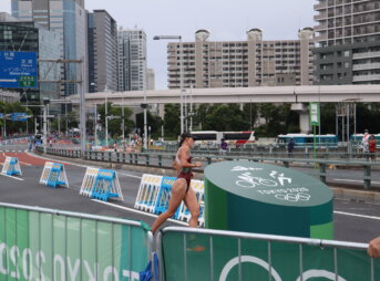 東京オリンピック女子トライアスロン お台場ラン折り返し地点 Tokyo Olympic Women's Triathlon